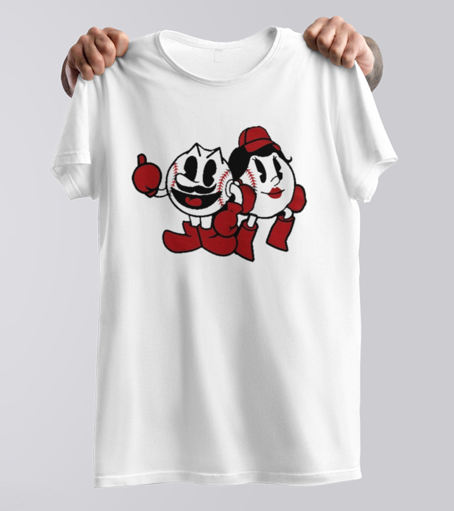 Cincy Mr. And Ms. Baseball Characters With Red Gloves And Boots T-Shirt