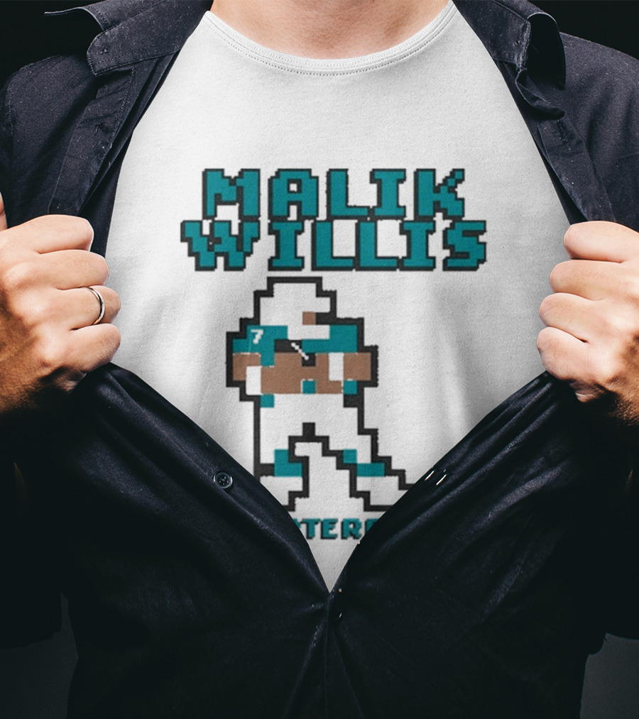 Malik Willis Retro Pixel Quarterback Miami Baller T-Shirt