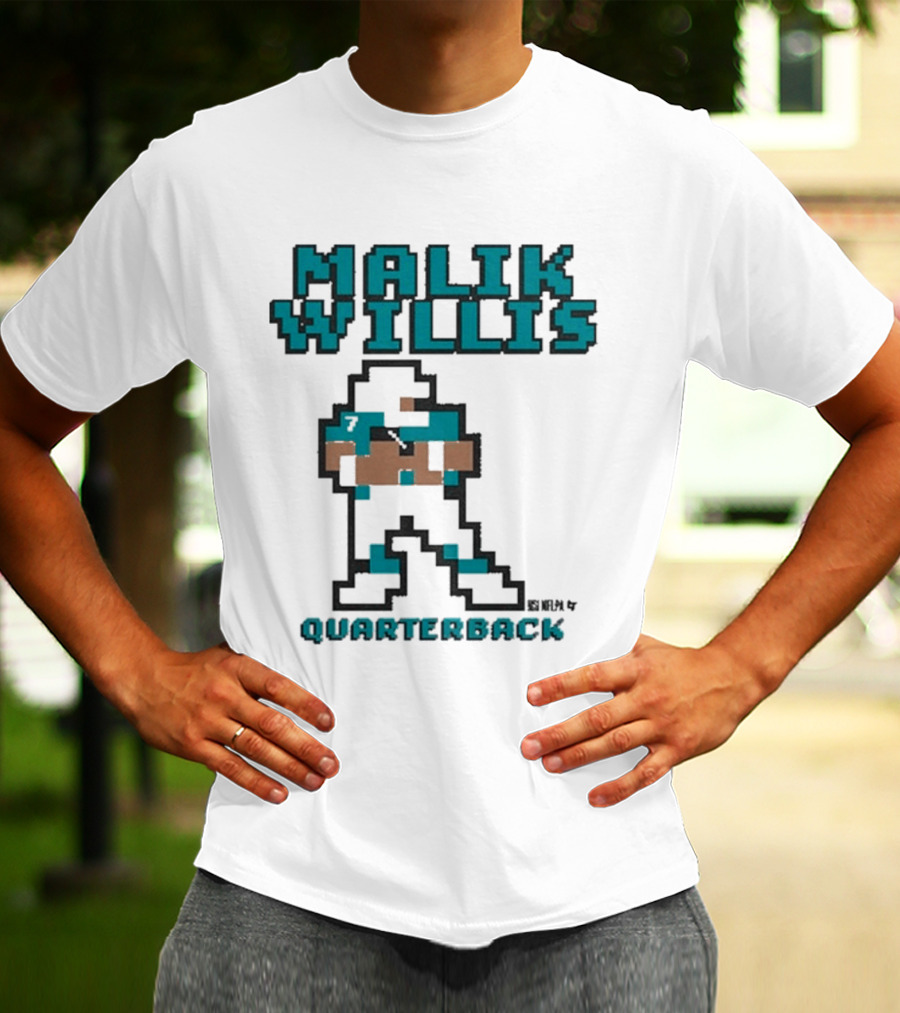 Malik Willis Retro Pixel Quarterback Miami Baller T-Shirt