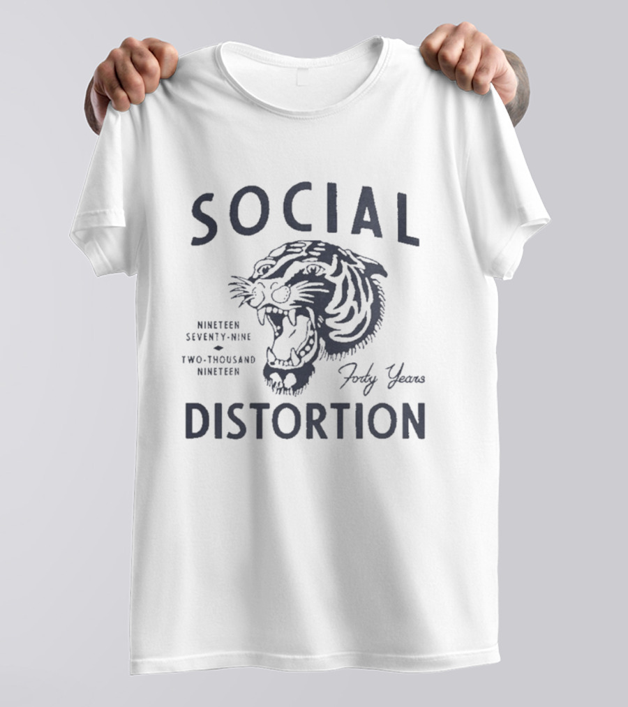 Social Distortion Forty Years Nineteen Seventy Nine Two Thousand Nineteen Tiger Head T-Shirt