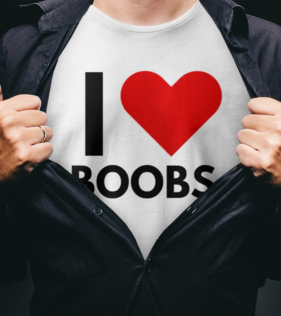 I Love Boobs Heart Symbol Humor T-Shirt
