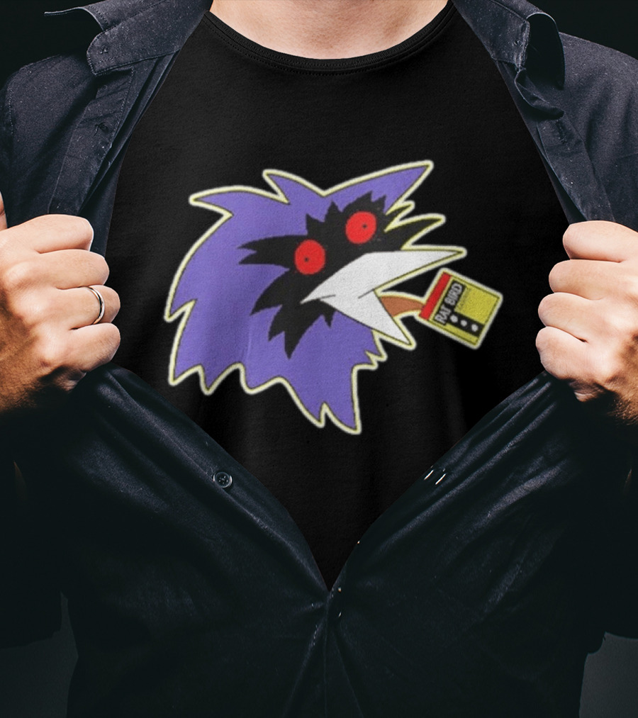 Rat Bird Old Bay Seasoning Meme Yellow Box Purple Creature Red Eyes T-Shirt