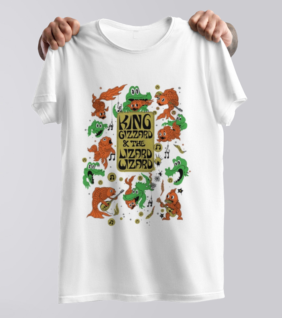 King Gizzard And The Lizard Wizard Fish Graphics With Musical Notes T-Shirt