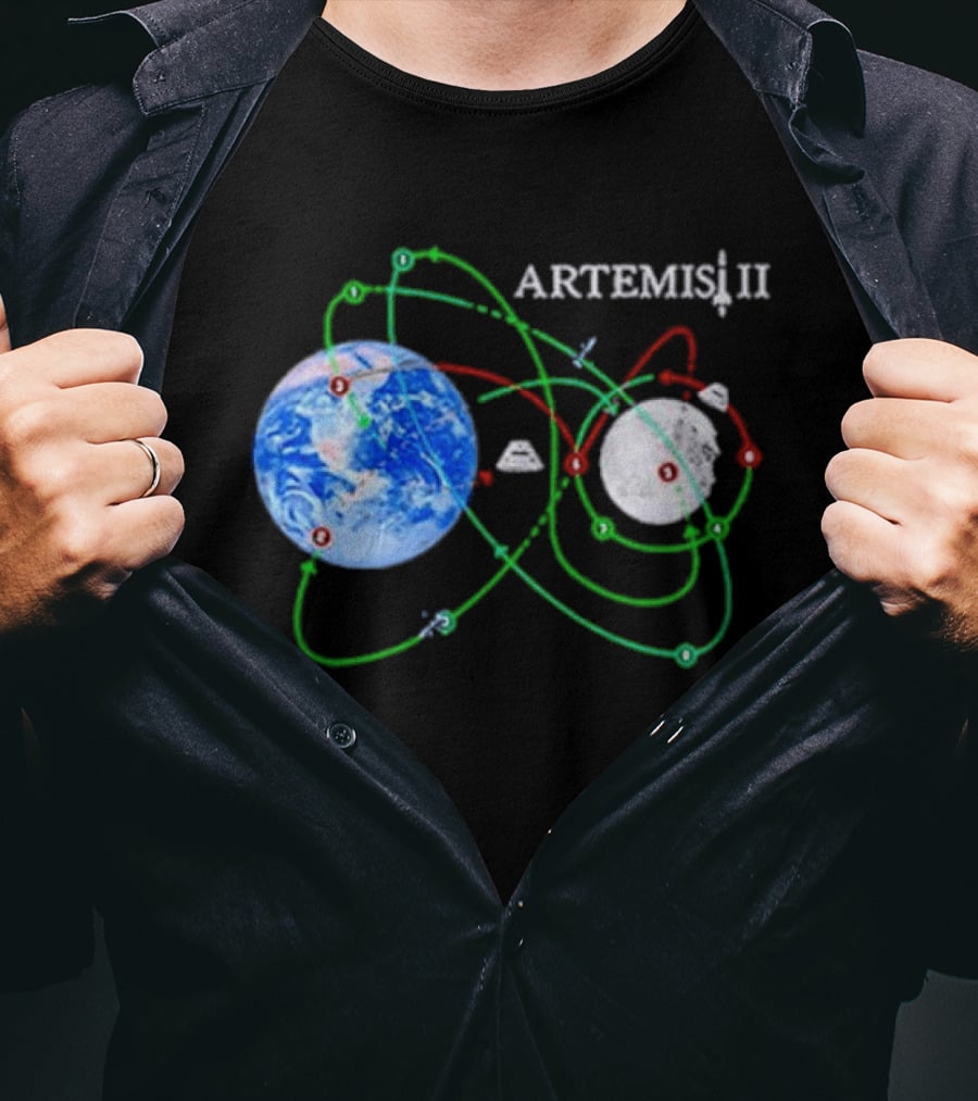 Artemis II NASA Moon Mission Pathways Earth And Moon T-Shirt
