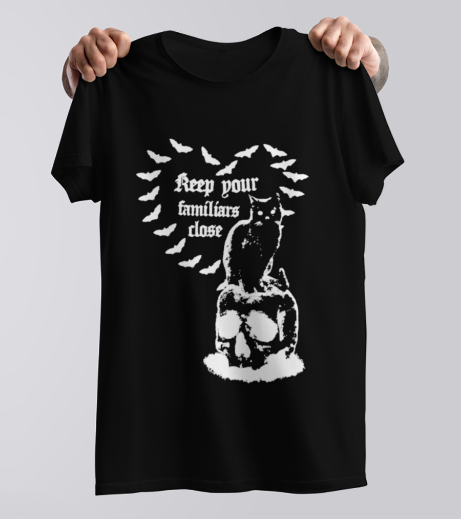 Keep Your Familiars Close Owl Skull And Bats T-Shirt