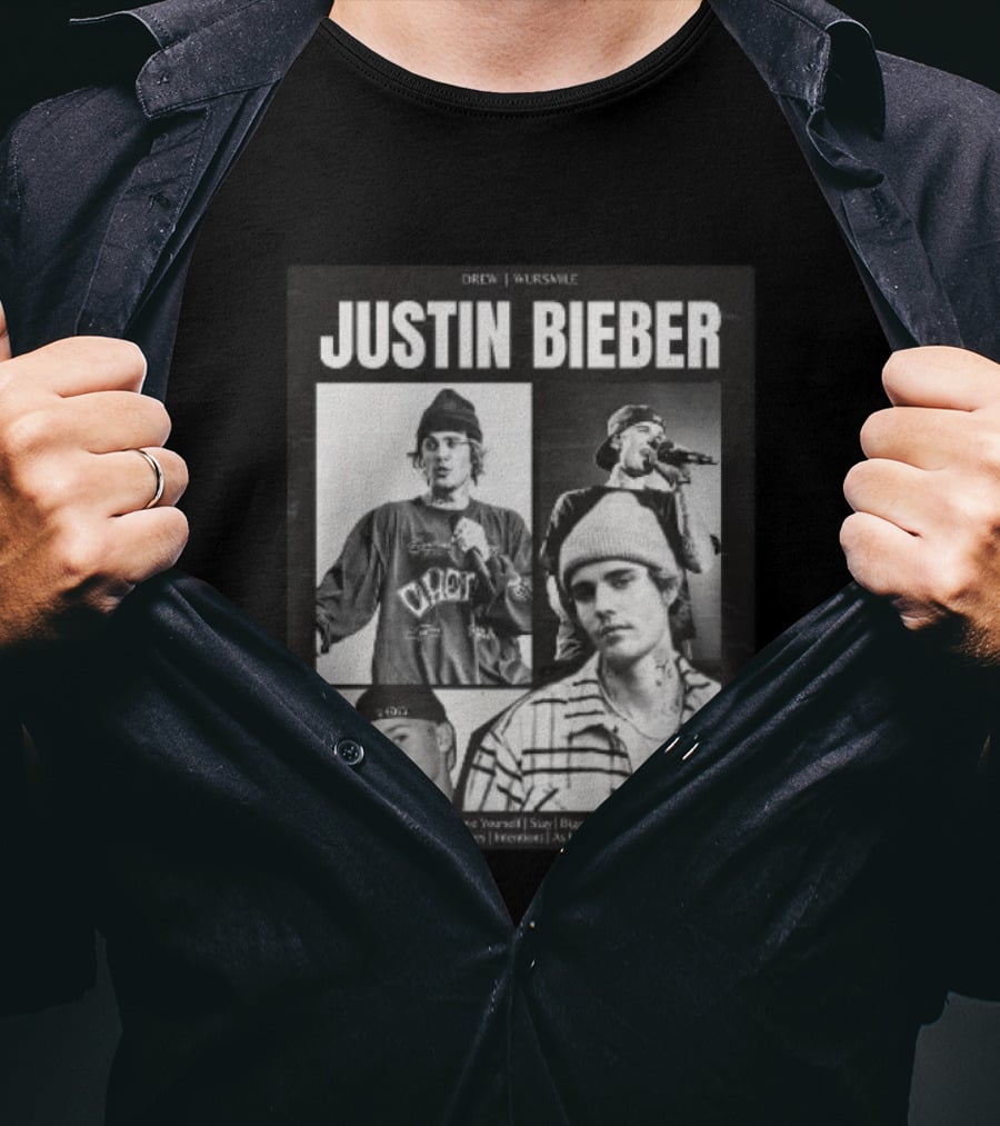 Drew House Viasmule Justin Bieber Collage Love Yourself Peaches Iconic Photos T-Shirt