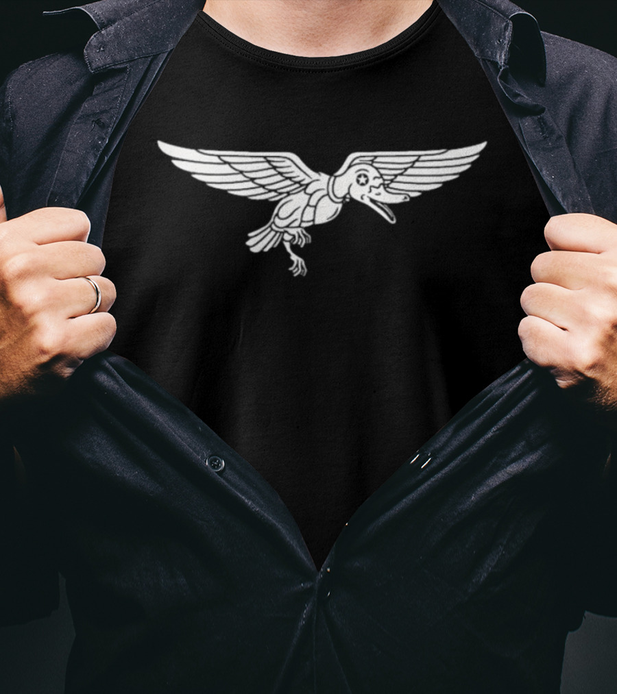 Peking Duk Nirvana Duck Illustration Winged Bird With Helmet T-Shirt