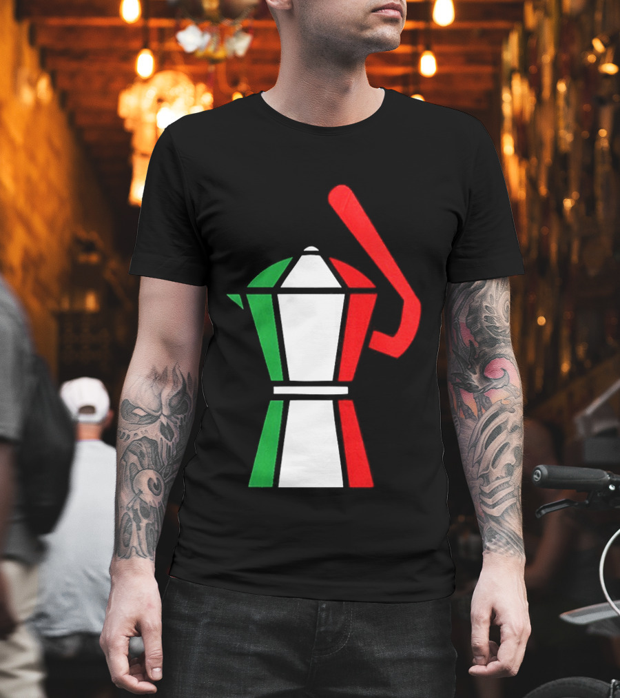 Italy Coffee Pot Italian Flag Colors White T-Shirt