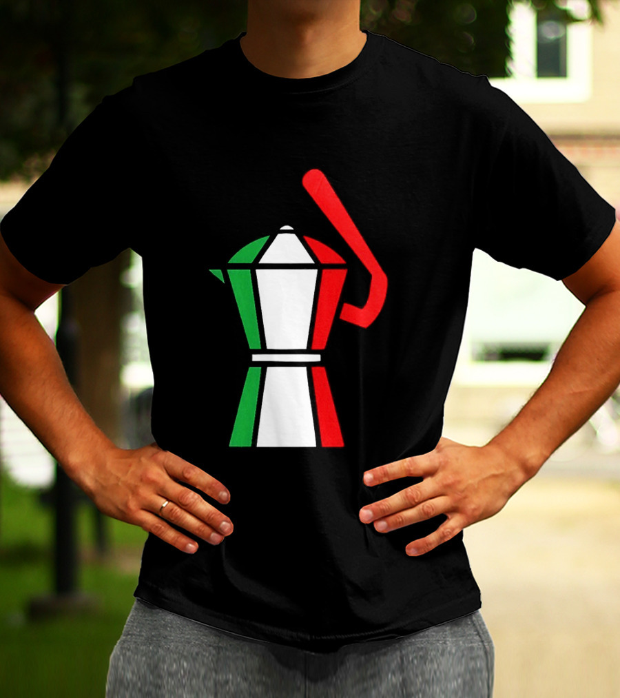 Italy Coffee Pot Italian Flag Colors White T-Shirt