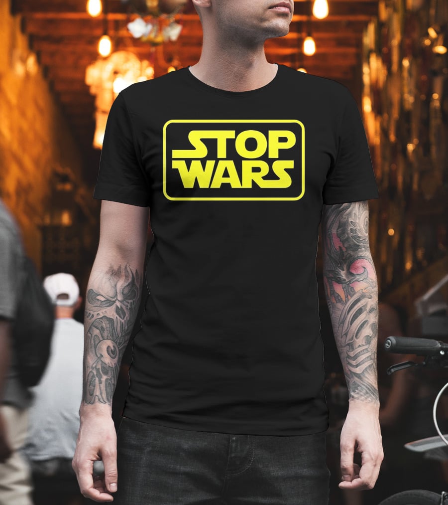 Stop Wars Yellow Text Block T-Shirt