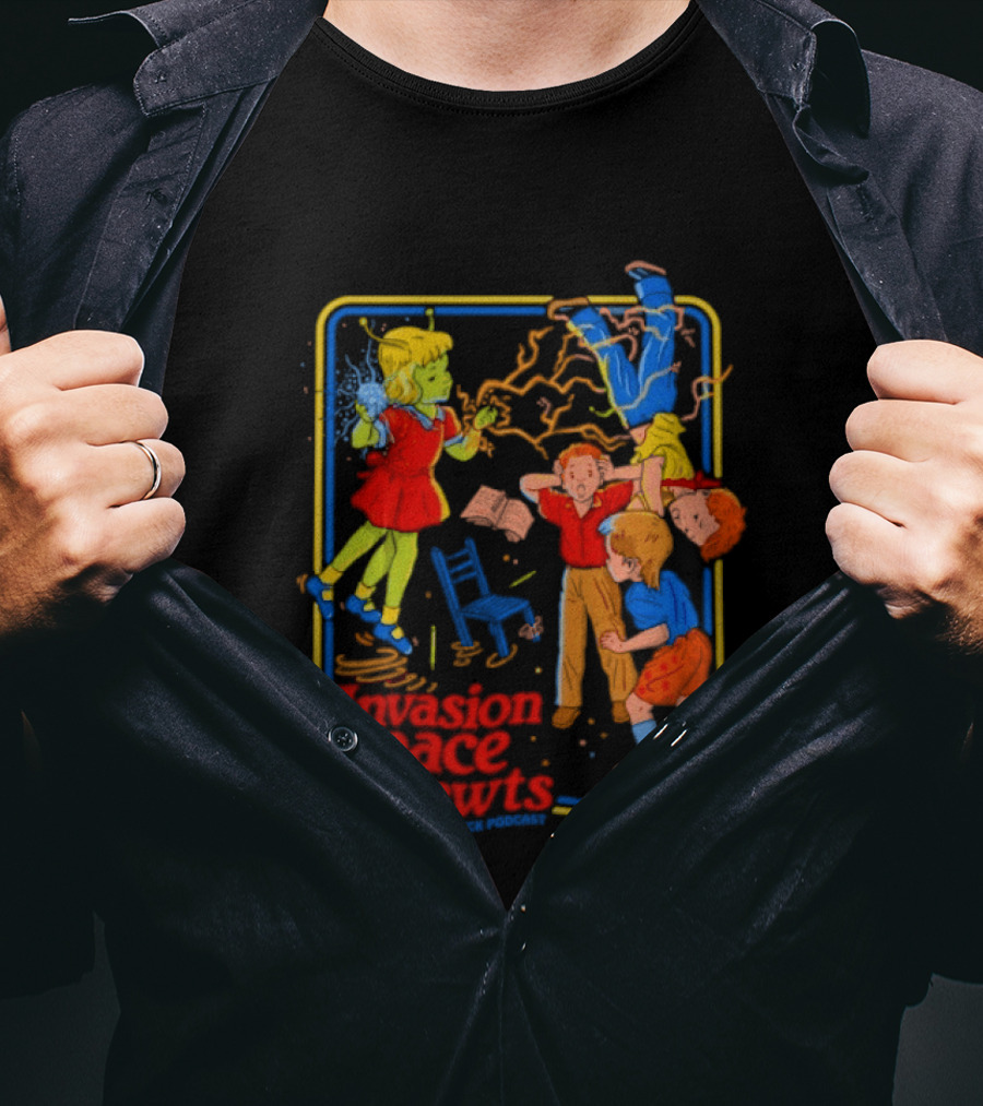 Invasion Of The Space Newts Retro Sci Fi Kids Adventure T-Shirt