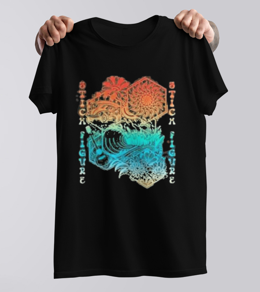 Stick Figure Coastal Cruiser Sun And Waves T-Shirt