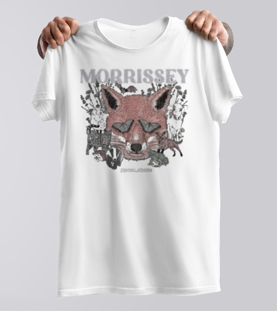 Morrissey Red Fox Face Floral Background Mporium Zoom T-Shirt