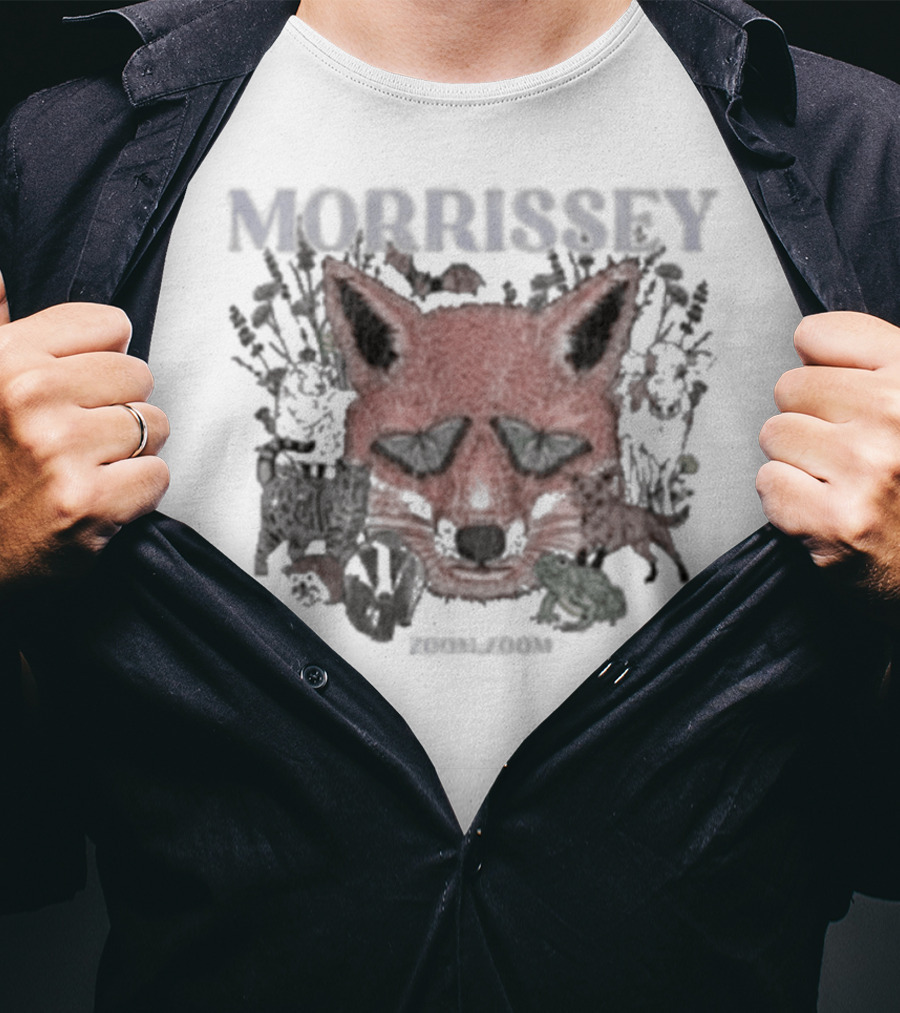 Morrissey Red Fox Face Floral Background Mporium Zoom T-Shirt