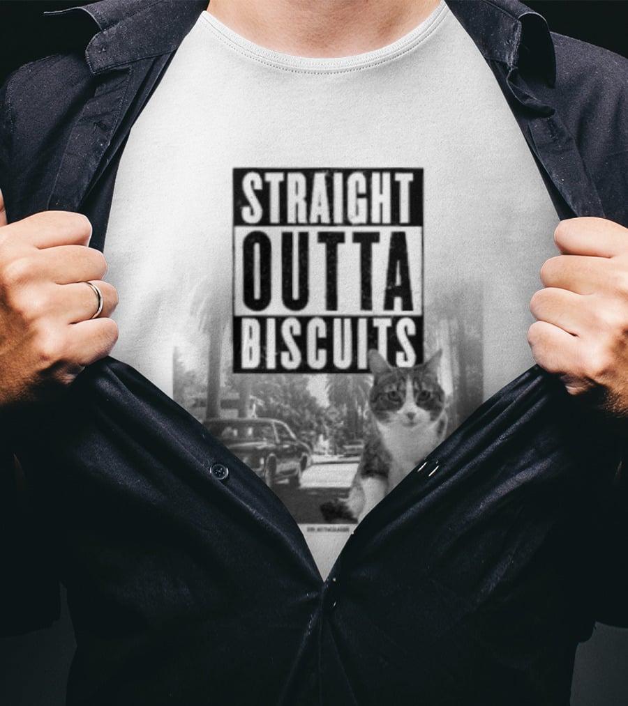Straight Outta Biscuits Dr. Matt McGlasson Cat Humor T-Shirt