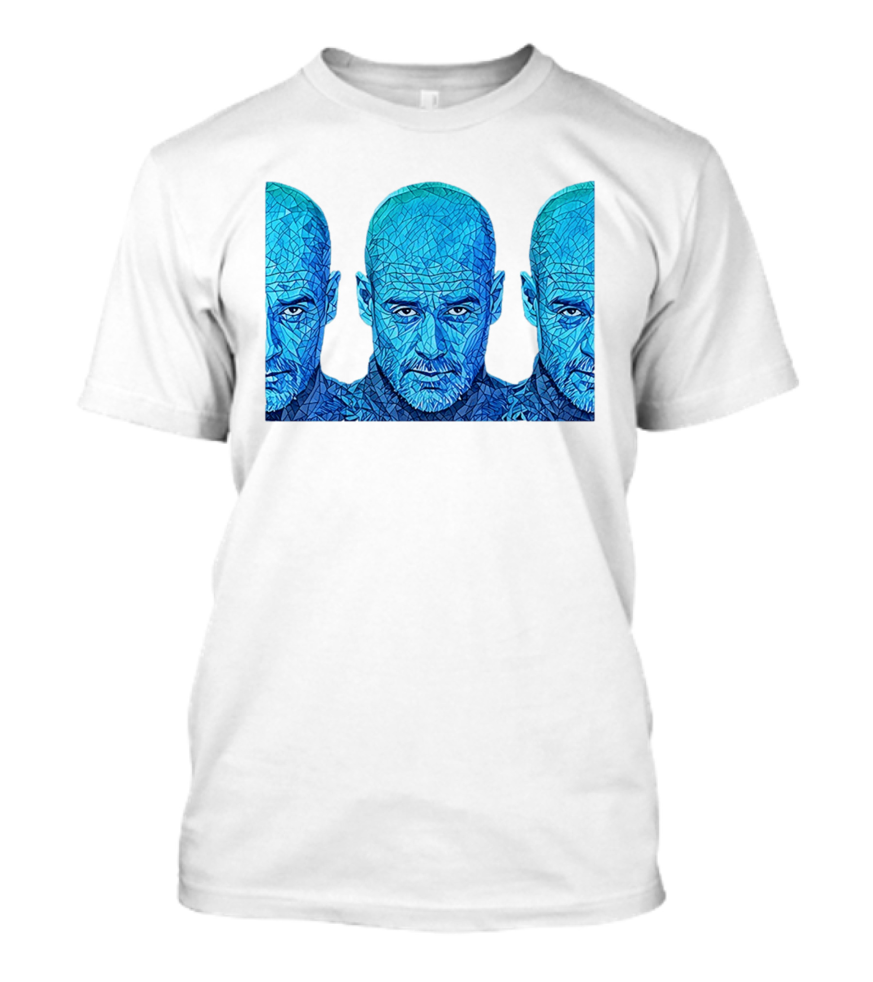 Manchester City FC Pep Guardiola Mosaic Style Blue T-Shirt