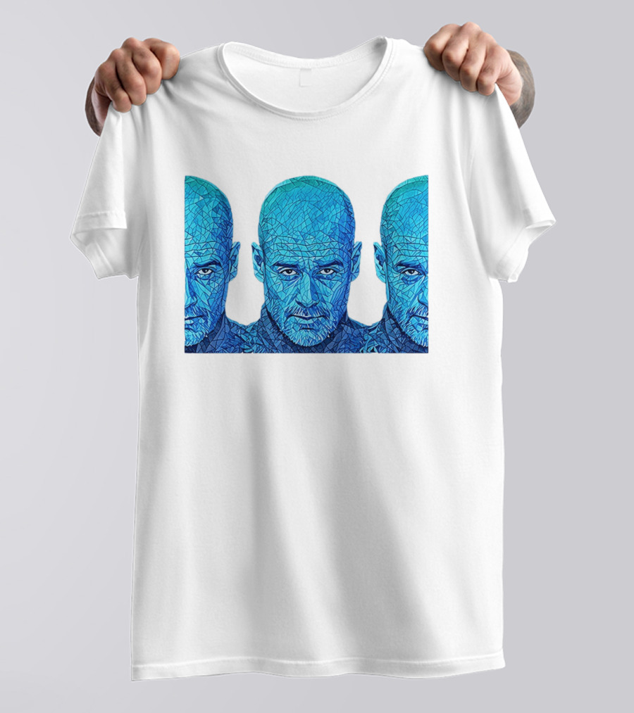 Manchester City FC Pep Guardiola Mosaic Style Blue T-Shirt
