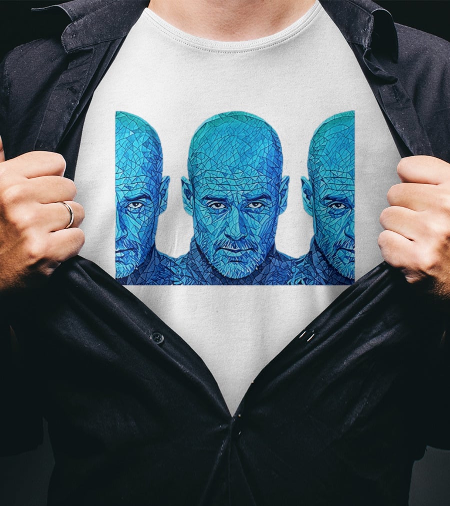 Manchester City FC Pep Guardiola Mosaic Style Blue T-Shirt