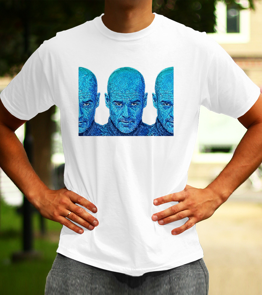 Manchester City FC Pep Guardiola Mosaic Style Blue T-Shirt