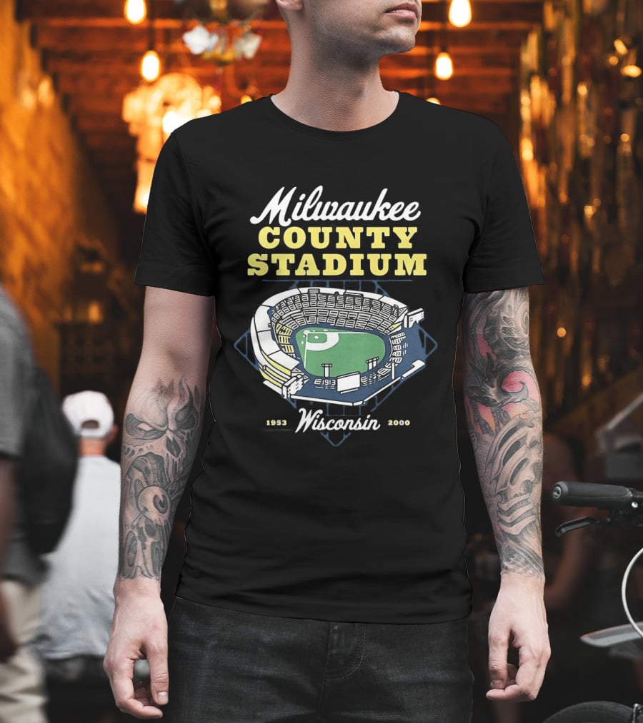 Milwaukee County Stadium Wisconsin 1953 2000 Baseball Memories T-Shirt