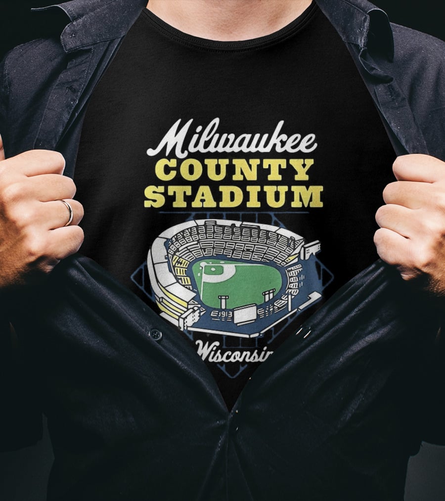Milwaukee County Stadium Wisconsin 1953 2000 Baseball Memories T-Shirt