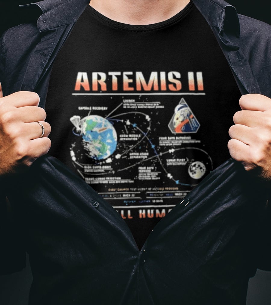 Artemis II Earth Lunar Missions For All Humanity T-Shirt