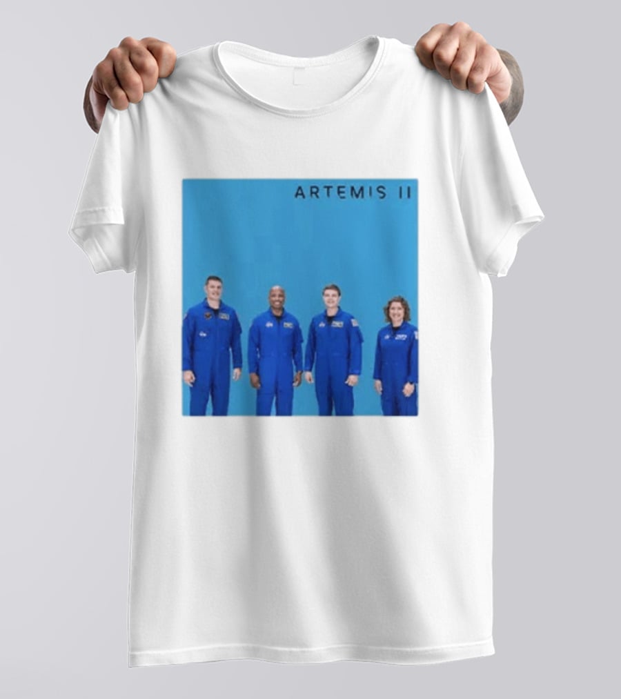NASA Artemis II Crew Astronauts In Blue Flight Suits Mission Patch T-Shirt