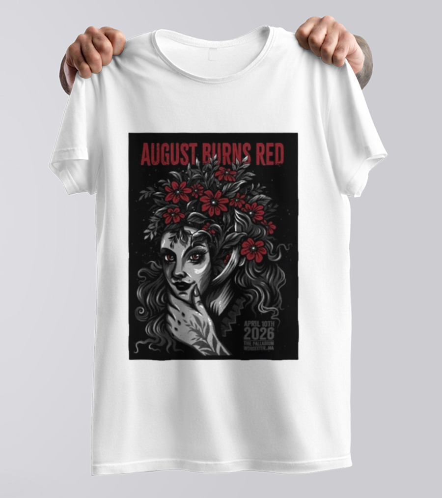 August Burns Red Concert April 10 2026 The Palladium Worcester MA Floral Headpiece T-Shirt