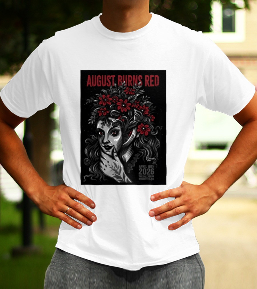 August Burns Red Concert April 10 2026 The Palladium Worcester MA Floral Headpiece T-Shirt