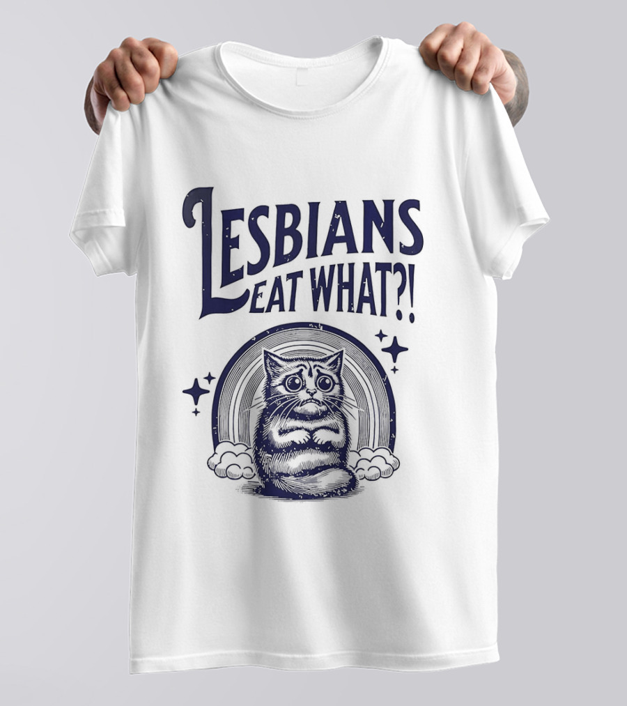 Lesbians Eat What Cat Rainbow Starburst T-Shirt