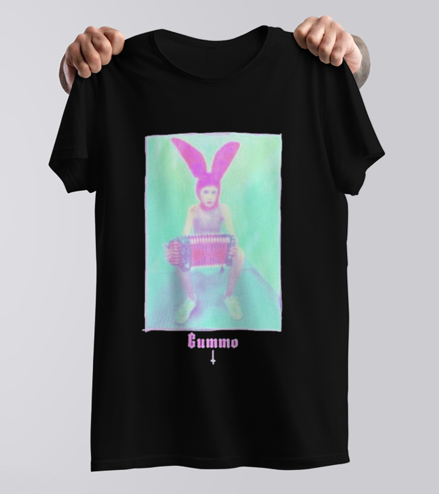 Gummo Bunny With Accordion And Pink Ears T-Shirt