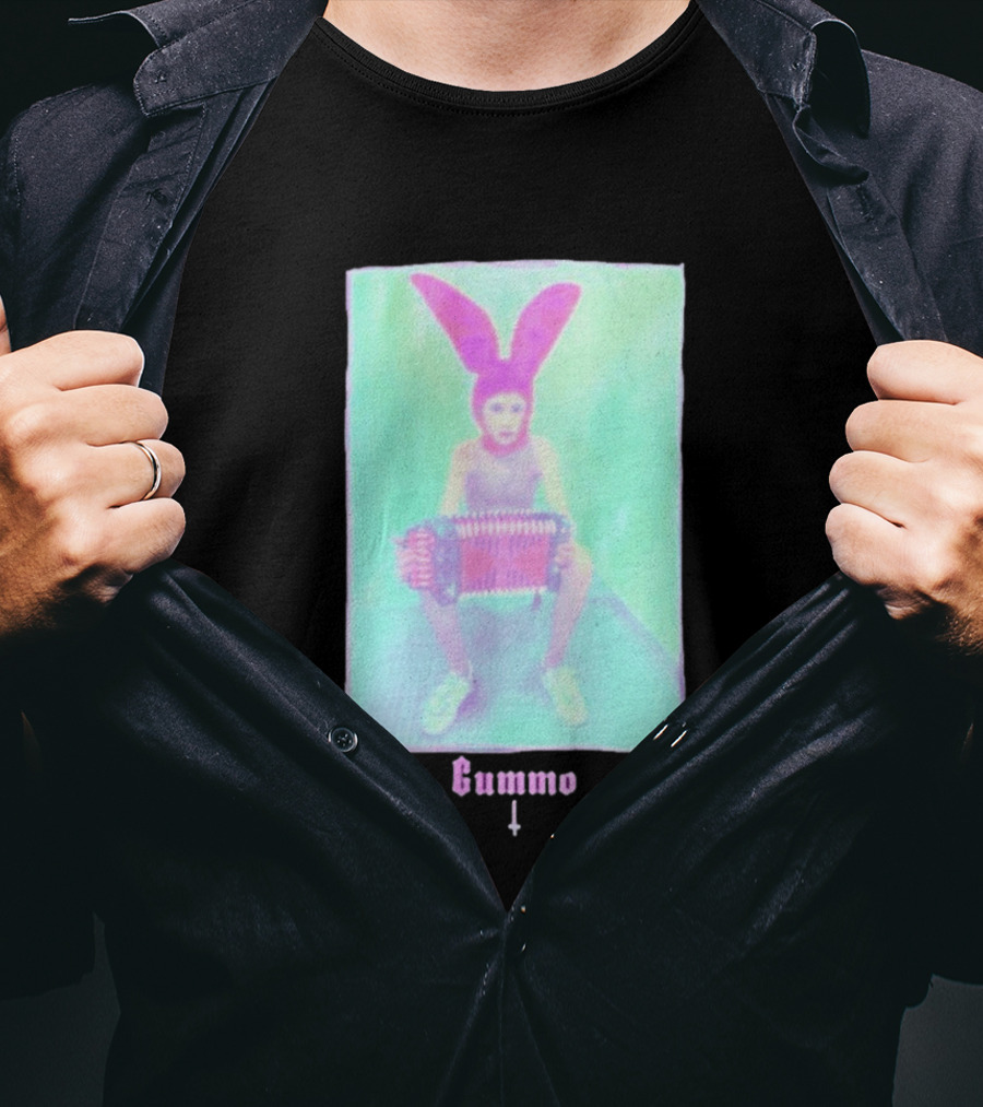 Gummo Bunny With Accordion And Pink Ears T-Shirt