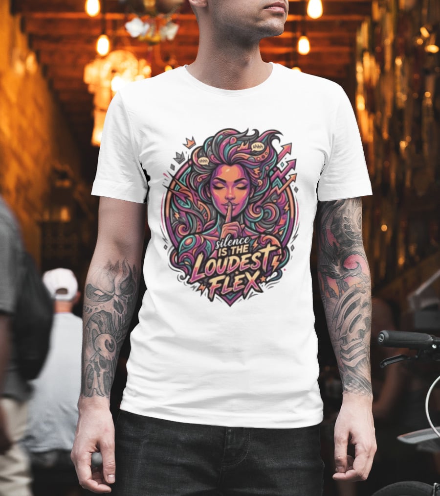 Shhh Silence Is The Loudest Flex Zen Art Nouveau Aesthetic T-Shirt