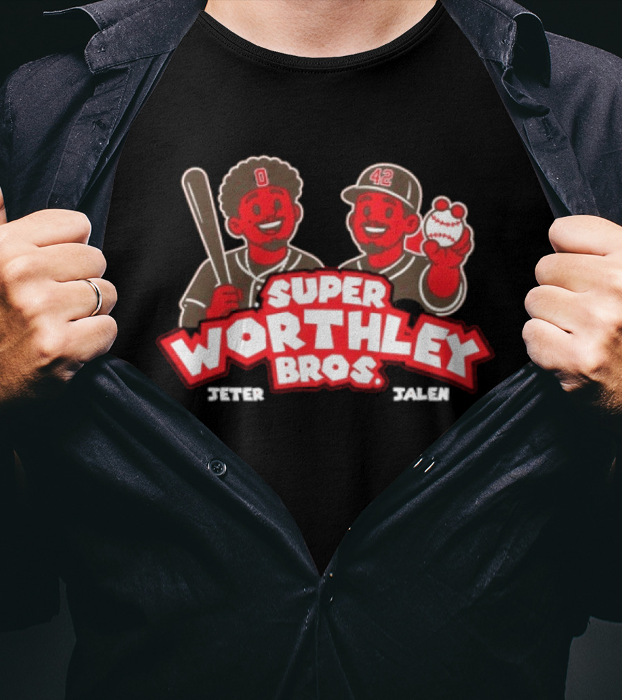 Super Worthley Bros Jeter Worthley Jalen Worthley Baseball Characters T-Shirt
