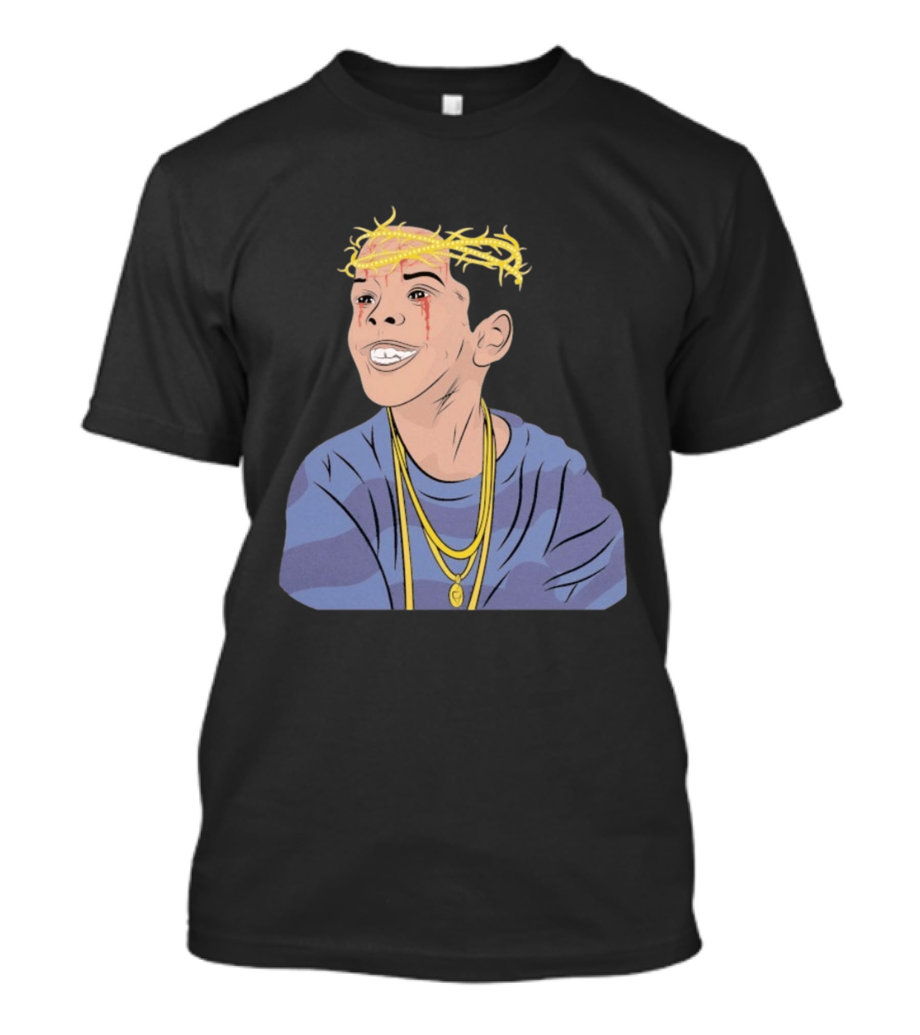 Flygod 10 Year Anniversary Unique Graphic With Golden Crown And Tearful Smile T-Shirt