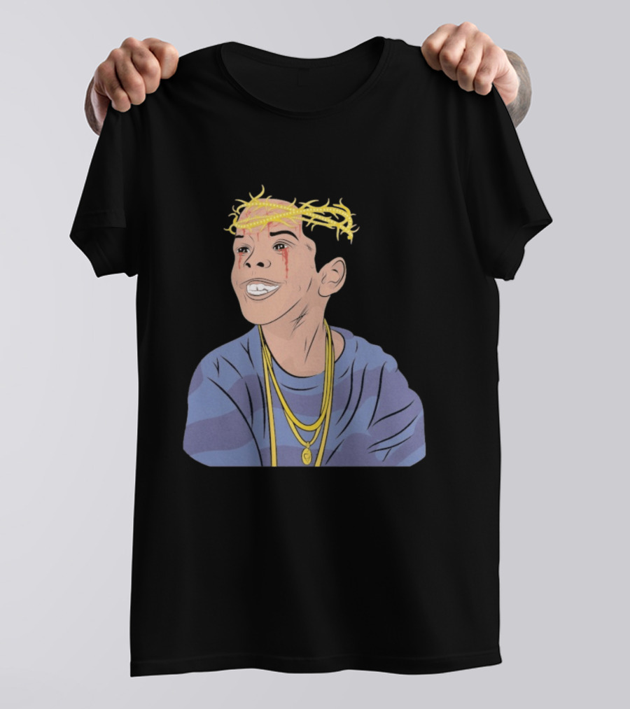 Flygod 10 Year Anniversary Unique Graphic With Golden Crown And Tearful Smile T-Shirt