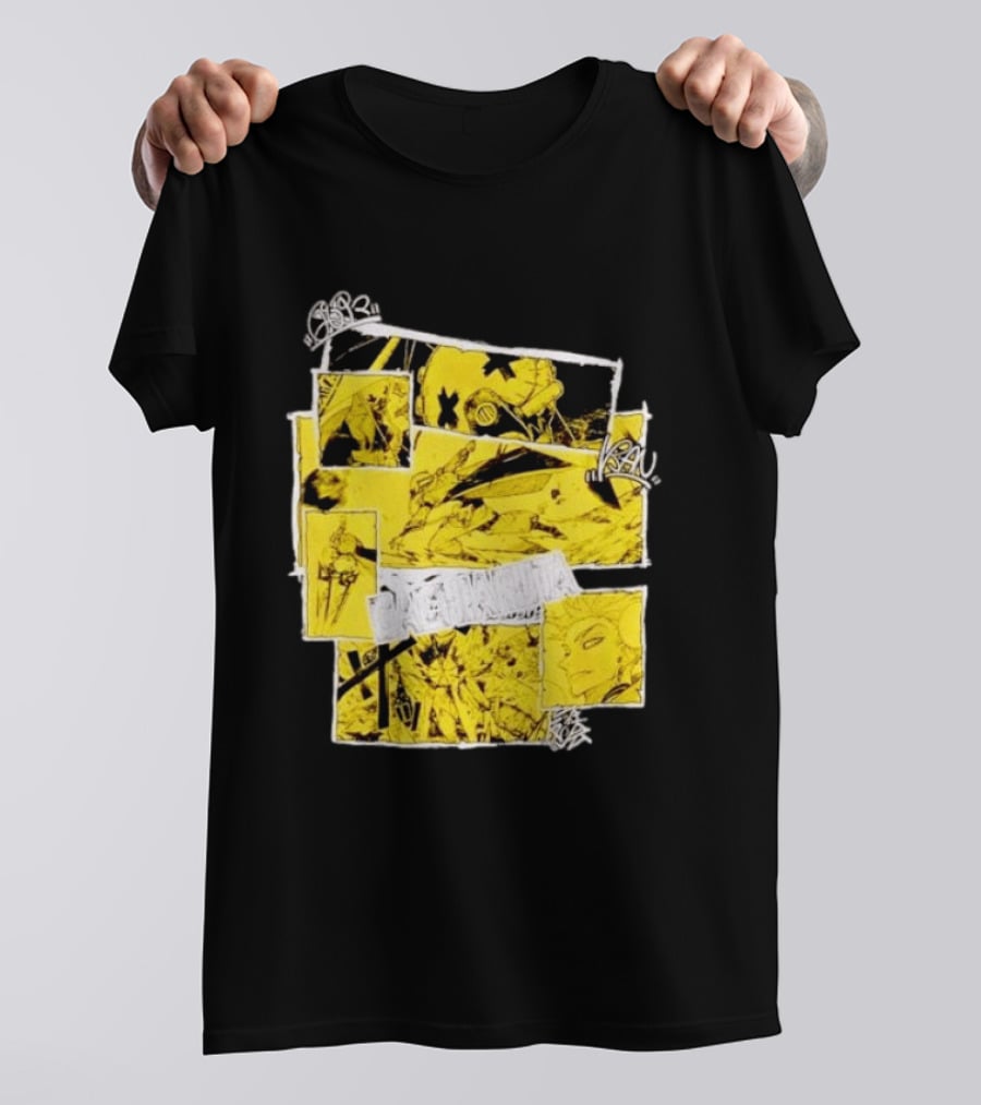 Gachiakuta Enjin Manga Panel Collage Yellow And Black Comic T-Shirt