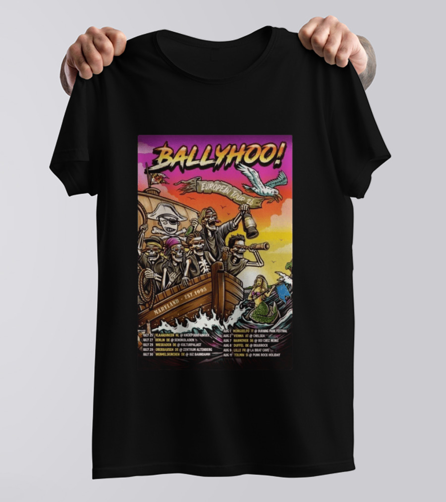 Ballyhoo European Tour 2026 Pirates Maryland Est 1995 T-Shirt