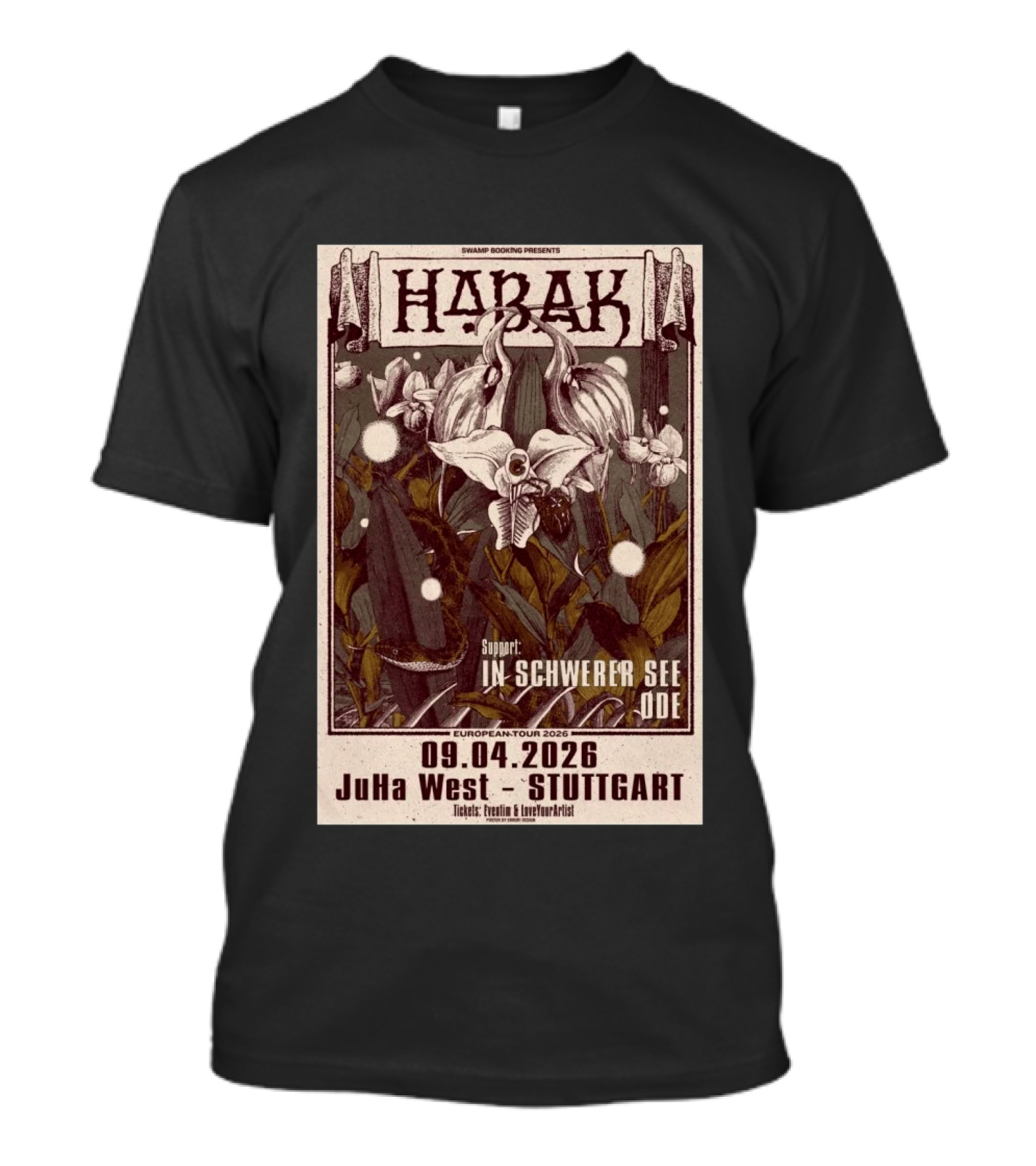 Swamp Booking Presents Habak European Tour 2026 JuHa West Stuttgart Apr 9 In Schwerer See Ode Support T-Shirt
