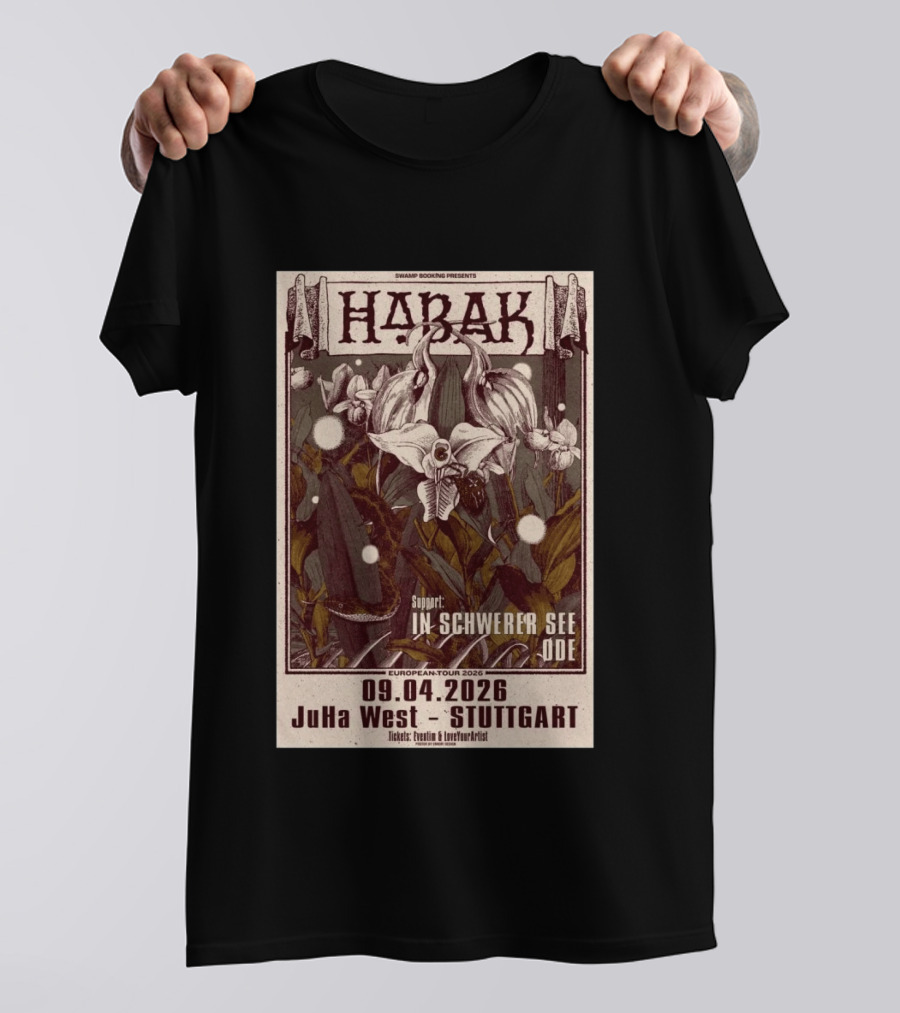 Swamp Booking Presents Habak European Tour 2026 JuHa West Stuttgart Apr 9 In Schwerer See Ode Support T-Shirt