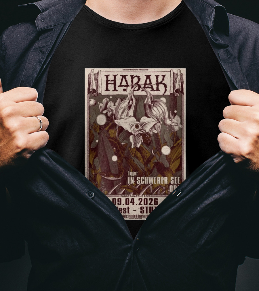 Swamp Booking Presents Habak European Tour 2026 JuHa West Stuttgart Apr 9 In Schwerer See Ode Support T-Shirt