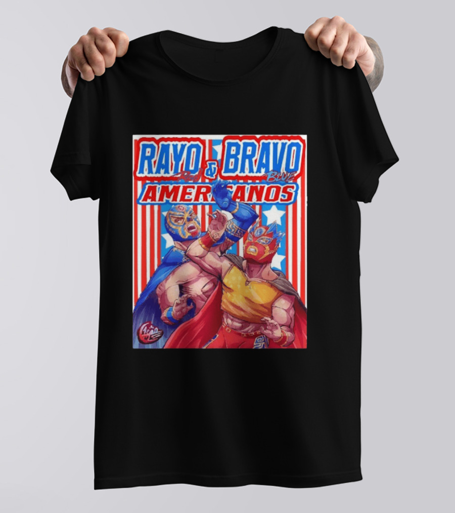 Rayo And Bravo Red Blue Americanos Wrestling Fan Favorite T-Shirt