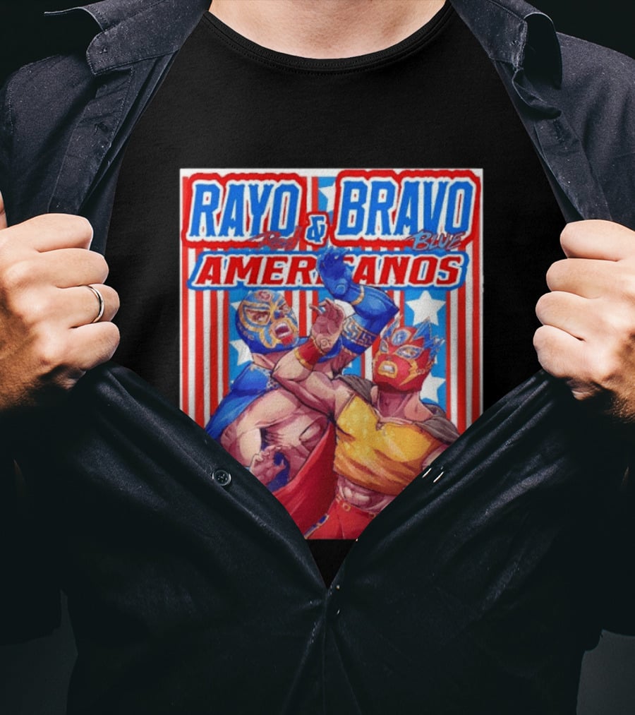 Rayo And Bravo Red Blue Americanos Wrestling Fan Favorite T-Shirt