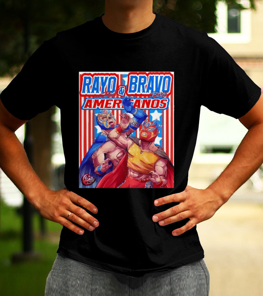 Rayo And Bravo Red Blue Americanos Wrestling Fan Favorite T-Shirt