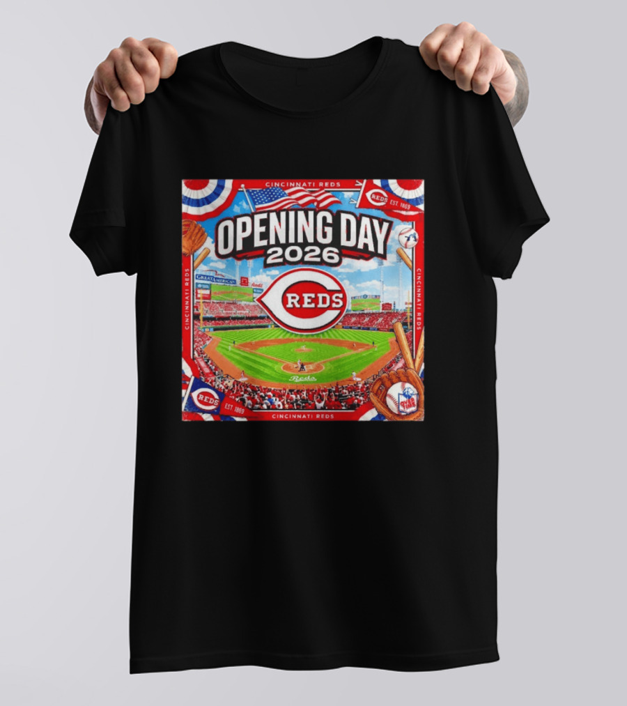Cincinnati Reds Opening Day 2026 Great American Ball Park Baseball Celebration T-Shirt