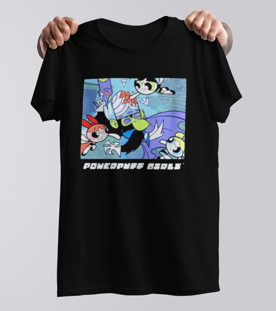 Powerpuff Girls Mojo Jojo Battle Scene Panel T-Shirt