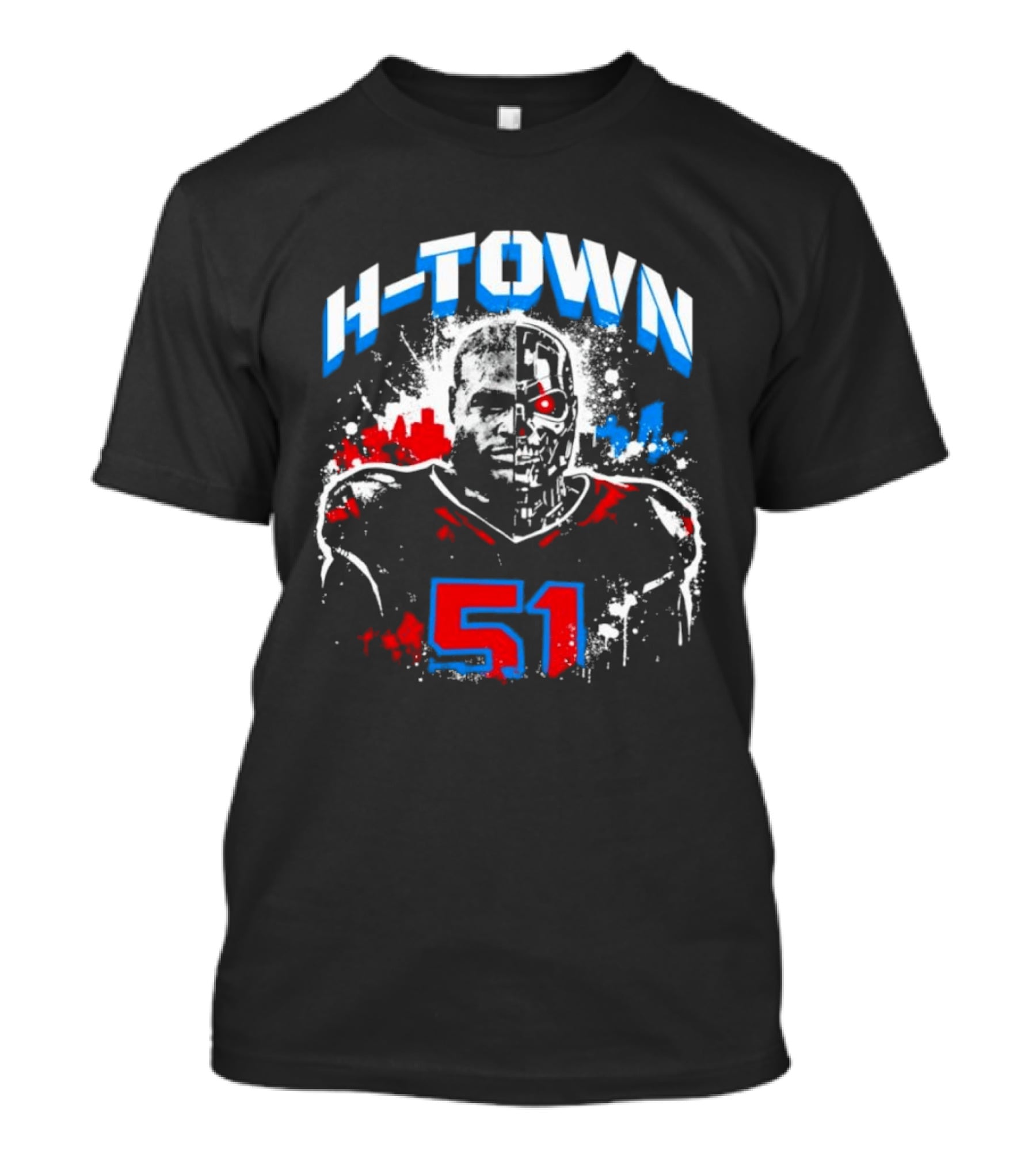 Will Anderson Jr. Number 51 Houston Texans H Town Skyline T-Shirt