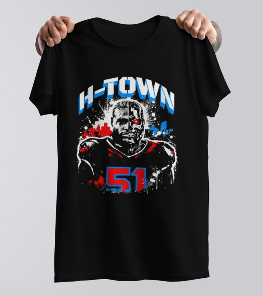 Will Anderson Jr. Number 51 Houston Texans H Town Skyline T-Shirt