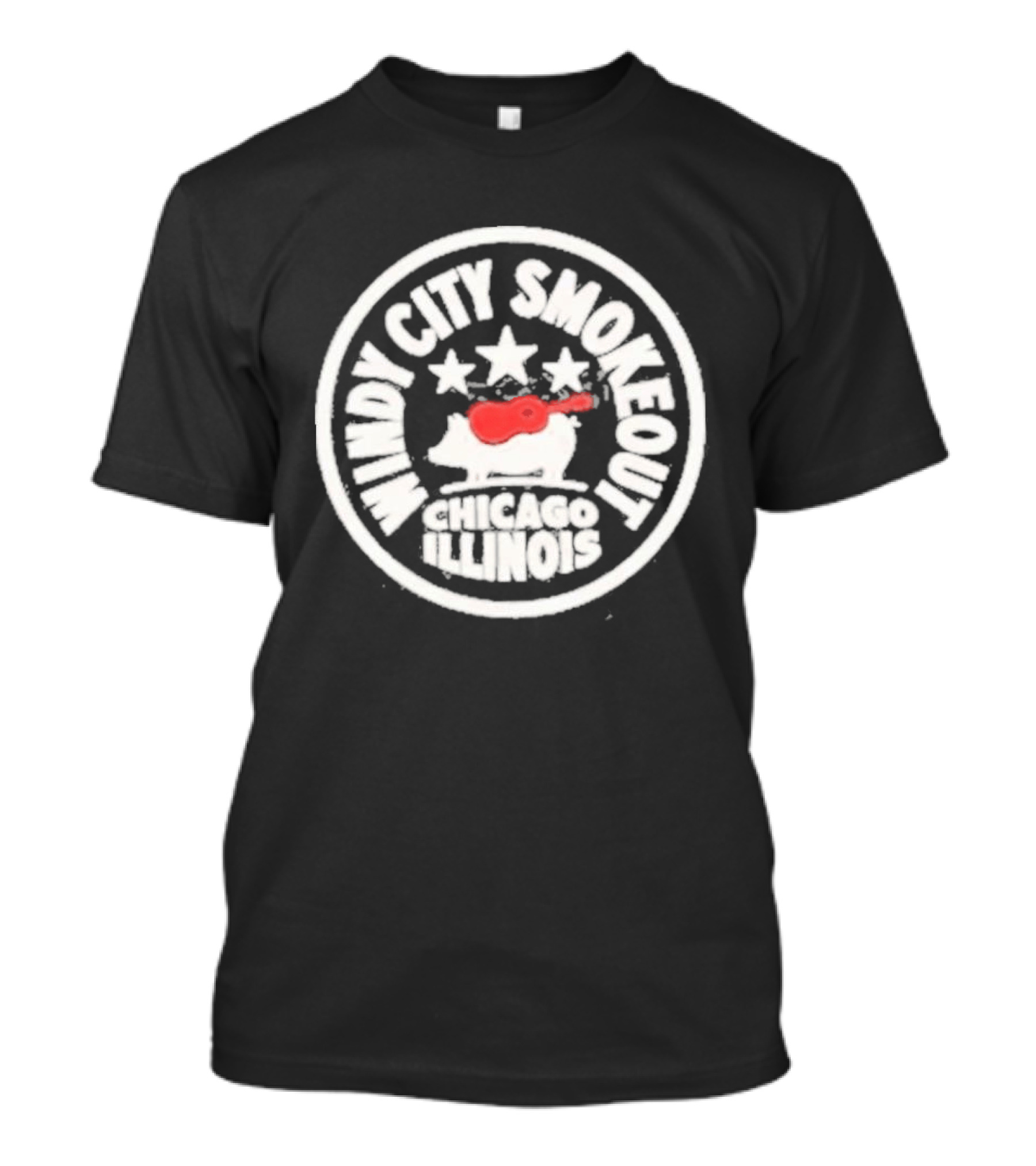 Windy City Smokeout Chicago Illinois Pig Guitar Stars T-Shirt