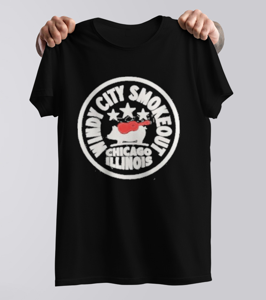 Windy City Smokeout Chicago Illinois Pig Guitar Stars T-Shirt